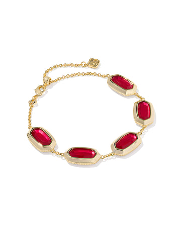 KENDRA SCOTT- Elaina Gold Bezel Delicate Bracelet in Carmine Red Illusion